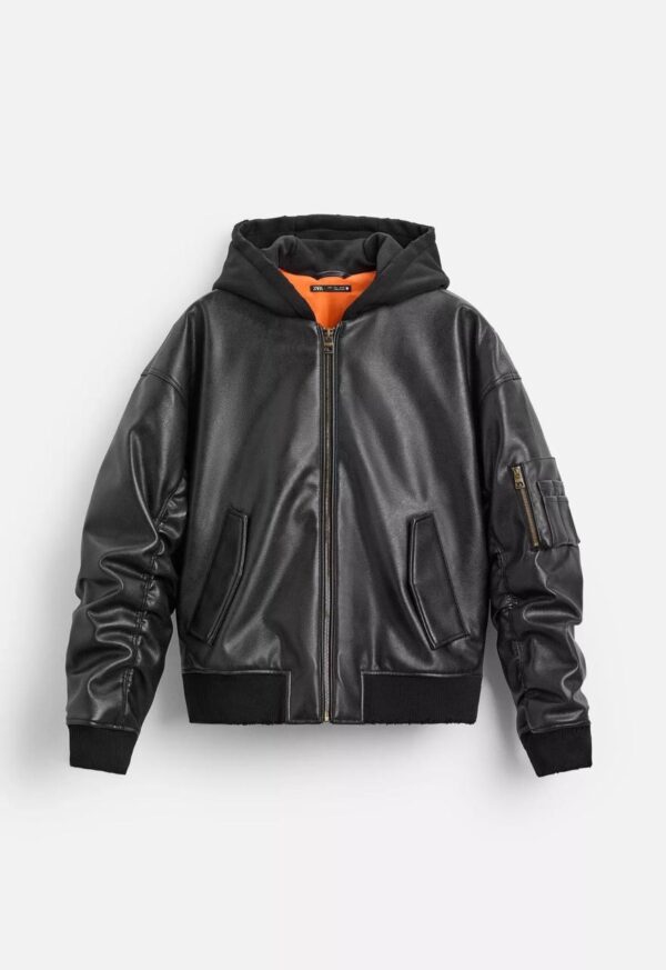 LEATHER JACKET WITH HOOD - Image 2