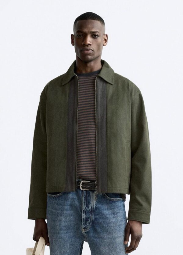 TEXTURED CROPPED JACKET - Image 1