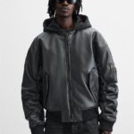 LEATHER JACKET WITH HOOD