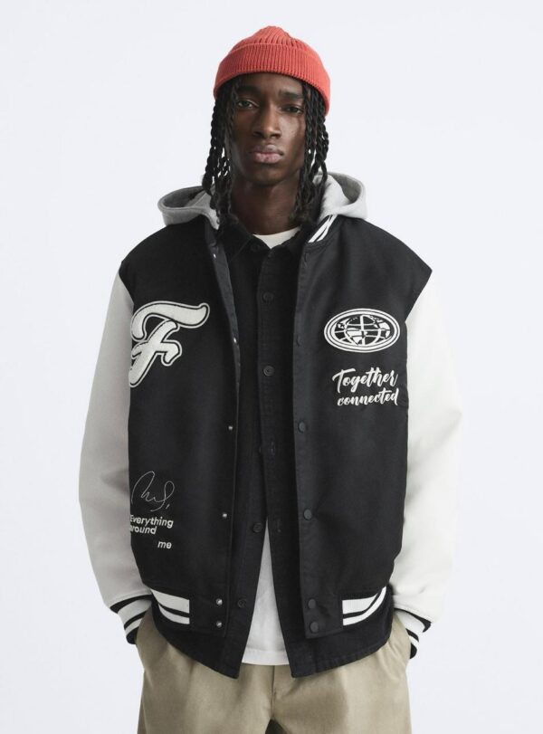VARSITY JACKET WITH HOOD - Image 2