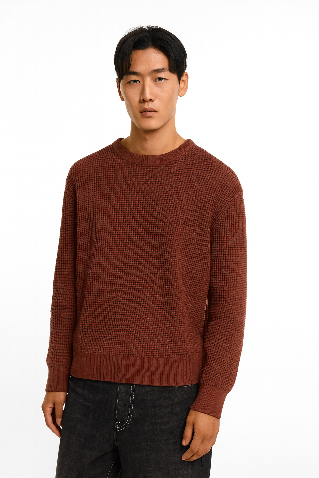 23A3B028-A072-4009-988B-3EB956A98A49 WAFFLE PRINT SWEATER - Image 1