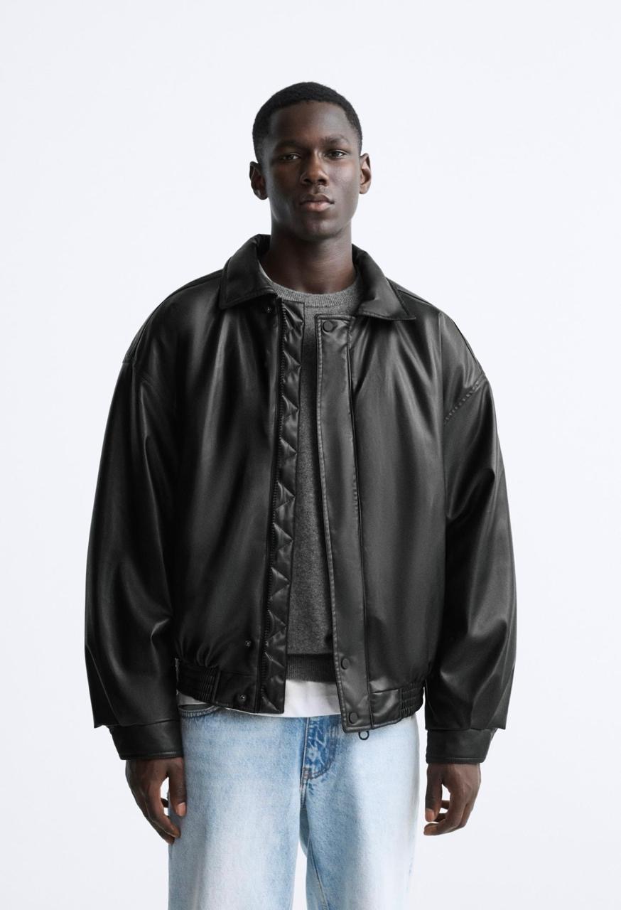 6c443934-cb31-44e6-b6ff-f2c52ed39dc6 FAUX LEATHER PUFFER JACKET - Image 1